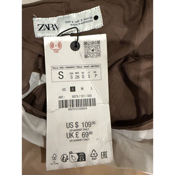 NWT Zara ZW Collection Printed Asymmetric Dress 9375/121 One Sleeve Maxi Small - Picture 13 of 15